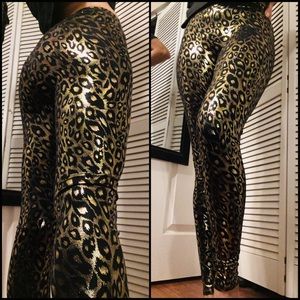 Blackmilk metallic gold animal print leggings